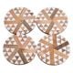 Wooden And Resin Beige Coasters With Triangle Motifs In Set Of 4